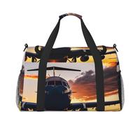 Aircraft Plane at Sunset Print Ample Travel Large Capacity Hand Travel Bag Carry On Tote Foldable Travel Totes Bag