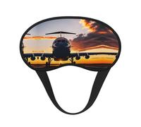 Aircraft Plane at Sunset Print Blackout Sleep Mask - Side Sleeper Eye Cover, Soft Comfort, Perfect for Travel, Meditation