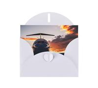 Aircraft Plane at Sunset Print Blank Cards and Envelopes 5" x 6" for Wedding Birthday Invitations and All Occasions