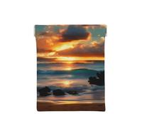 Aircraft Plane At Sunset Print Leather Coin Purse, Small Change Pouch Wallet,Squeeze Coin Purse Pouch For Men Women, Beach Maui Hawaii Sunset Sea Waves Clouds, One Size, Fashion