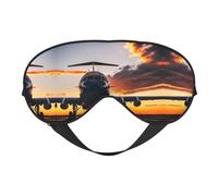 Aircraft Plane at Sunset Print Soft Eye Mask - Comfortable Sleep, Blocks Light, Full Eye Coverage, Ideal for Travel, Meditation