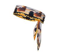 Aircraft Plane At Sunset Print Sports Head Tie, Hair Band For Workout, Running, Yoga, One Size Fits Most
