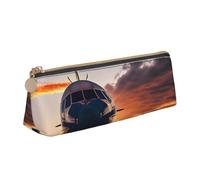 Aircraft Plane at Sunset Print Triangular Pencil Case Cosmetic Pouch Stationery Organizer Travel Versatile Everyday