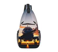 Aircraft Plane At Sunset Sling Chest Bag For Men And Women Small Shoulder Bag Waterproof Mini Crossbody Daypack For Hiking