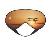 Aircraft Plane at Sunset Soft Eye Mask Comfortable Sleep Mask with Adjustable Strap Breathable Fabric for Home Travel Camping & More