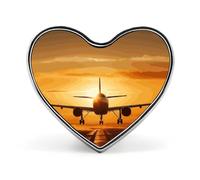 Aircraft Plane at Sunset Sweet Gingerbread House Lapel Pin - Heart Shape Brooch Pins for Men & Women Suit Accessories, 1" Lightweight Enamel Lapel Pins Buttons for Backpacks, Hats, Bags, Lanyards