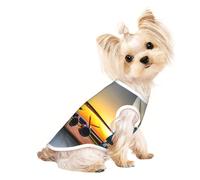 Aircraft Plane At Sunsets Print Pet T-Shirt, Sleeveless Pullover Vest For Small Puppy Kitten Indoor Outdoor Wear