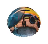 Aircraft Plane At Sunsets Print Reusable Spa Salon Shower Cap For All Hair Lengths With Lining Elastic Band