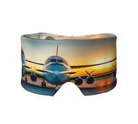 Aircraft Plane at Sunsets Print Sleep Eye and Ear Muffs Mask - Adjustable Yoga Travel Headband, Keep Warm Shading Comfortable Aid