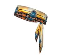 Aircraft Plane At Sunsets Print Sports Head Tie, Hair Band For Workout, Running, Yoga, One Size Fits Most