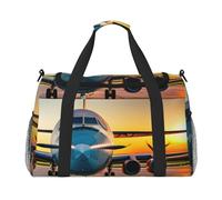 Aircraft Plane At Sunsets Print Travel Hand Travel Bag Weekender Overnight Carry On Tote Foldable Crossbody Bag