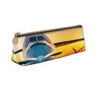 Aircraft Plane at Sunsets Print Triangular Pencil Case Large-Capacity Stationery Organizer Commute Supplies Pouch
