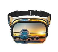 Aircraft Plane at Sunsets Zipper Fanny Pack, Crossbody Bags with Adjustable Strap for Jogging, Cycling