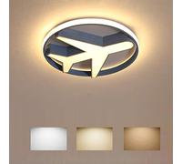 Aircraft Simple Creative Children's Room Bedroom Ceiling lamp New Princess Cartoon Eye Protection Creative boy Aircraft Light LED White Light/tri-Color lamp/dimmable,50 * 5.5cm/threecolorlight