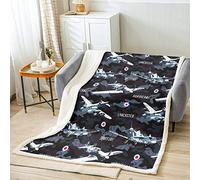 Aircraft Throw Blanket for Boys Girls Kids Army Camouflage Plush Blanket Helicopter Flying Plane Sherpa Blanket Colorful Camo Military Fuzzy Blanket for Sofa Bed,Double 60x79 Inch