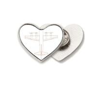 Aircraft Weapon Diagram Art Deco Fashion Heart Metal Pin Brooch Clip Love