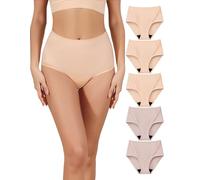 AIRCUTE Washable Absorbency Incontinence Underwear for Women Reusable Leak Proof Protective Panties for Bladder Leaks 52ml 5 Pack (Small, 3 Beige 2 Blush)