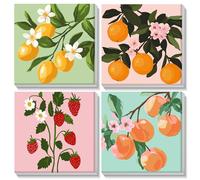 AIRDEA 4 Pack Fresh Fruit Harvest Paint by Numbers for Adults Beginners with Wooden Frame, Painting by Numbers for Beginners, Simple DIY Painting Acrylic Oil Canvas Kit 8x8 inch