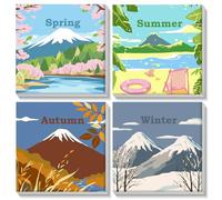 AIRDEA 4 Pack Nature’s Seasonal Grace Paint by Numbers for Adults Beginners with Wooden Frame, Painting by Numbers for Beginners, Simple DIY Painting Acrylic Oil Canvas Kit 8x8 inch