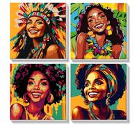 AIRDEA 4 Pack Radiant Queens Paint by Numbers for Adults Beginners with Wooden Frame, Painting by Numbers for Beginners, Simple DIY Painting Acrylic Oil Canvas Kit 8x8 inch