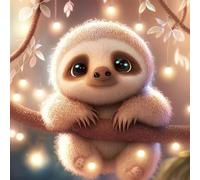 AIRDEA 5D Baby Sloth Diamond Art Painting Kits for Adults Beginners Round Full Kits DIY Cute Sloth Diamond Art Kits Cartoon Diamond Art Painting by Number Kits Sloth Gem Painting Art 12x12inch