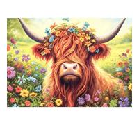 AIRDEA 5D Flowers Highland Cow Diamond Painting Kits, Digital Painting Kits, DIY Full Rhinestone Art Picture, Craft Supplies for Beginners Adults, Perfect Home Wall Decor 40x30cm