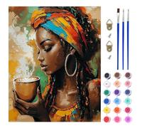 AIRDEA African Woman Paint by Numbers for Adults, Coffee Painting by Numbers for Adults, DIY Acrylic Pigment Drawing Paintwork Arts and Crafts Painting Kit for Home Wall Decor 16x20 inch (No Frame)