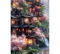 AIRDEA Ancient Buildings Diamond Art Kits Adults, 5D DIY Waterfalls Diamond Painting Kit, Full Drill Gem Arts and Crafts for Adults for Home Wall Decor 30x40 cm