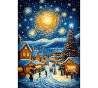 AIRDEA Christmas Night Scenery Diamond Art Kits Adults, 5D DIY Starry Sky Diamond Painting Kit, Full Drill Gem Arts and Crafts for Adults for Home Wall Decor 30x40 cm