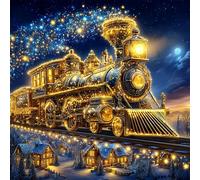 AIRDEA Christmas Winter Diamond Art Kits Adults, 5D DIY Magical Train Diamond Painting Kit, Full Drill Gem Arts and Crafts for Adults for Home Wall Decor 30x30 cm
