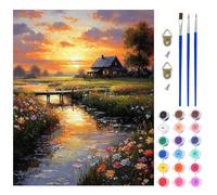AIRDEA Countryside Paint by Numbers for Adults, Sunset Painting by Numbers for Adults, DIY Acrylic Pigment Drawing Paintwork Arts and Crafts Painting Kit for Home Wall Decor 16x20 inch (No Frame)