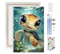 AIRDEA Cute Turtle Paint by Numbers for Adults, Fantasy Ocean Painting by Numbers for Adults, DIY Acrylic Pigment Drawing Paintwork Arts and Crafts Painting Kit for Home Decor 8x12 inch (Framed)