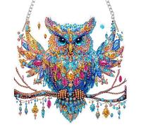 AIRDEA DIY Beautiful Owl Diamond Art Ornament Kit for Adults, Double-Sided Ornate Branch Diamond Painting Hanging Kit, DIY Acrylic Special Shaped Drills Hanging Suncatcher
