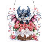AIRDEA DIY Black Dragon Roses Diamond Art Ornament Kit for Adults, Double-Sided Hearts Basket Diamond Painting Hanging Kit, DIY Acrylic Special Shaped Drills Hanging Suncatcher