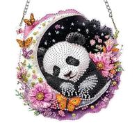 AIRDEA DIY Cute Panda Diamond Art Ornament Kit for Adults, Double-Sided Dreamy Moon Diamond Painting Hanging Kit, DIY Acrylic Special Shaped Drills Hanging Suncatcher