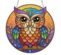 AIRDEA DIY Cute Rainbow Owl Diamond Art Ornament Kit for Adults, Double-Sided Stained Glass Owl Diamond Painting Hanging Kit, DIY Acrylic Special Shaped Drills Hanging Suncatcher