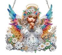 AIRDEA DIY Divine Angel Diamond Art Ornament Kit for Adults, Double-Sided Floral Wings Diamond Painting Hanging Kit, DIY Acrylic Special Shaped Drills Hanging Suncatcher