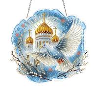 AIRDEA DIY Dove Cathedral Diamond Art Ornament Kit for Adults, Double-Sided Willow Flowers Diamond Painting Hanging Kit, DIY Acrylic Special Shaped Drills Hanging Suncatcher