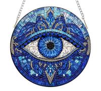 AIRDEA DIY Evil Eye Diamond Art Ornament Kit for Adults, Double-Sided Blue Stained Glass Diamond Painting Hanging Kit, DIY Acrylic Special Shaped Drills Hanging Suncatcher