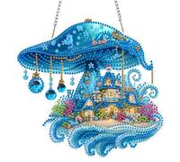 AIRDEA DIY Mushroom House Ocean Diamond Art Ornament Kit for Adults, Double-Sided Underwater Fantasy Diamond Painting Hanging Kit, DIY Acrylic Special Shaped Drills Hanging Suncatcher