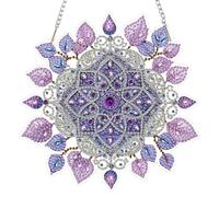 AIRDEA DIY Purple Mandala Diamond Art Ornament Kit for Adults, Double-Sided Mandala Leaves Diamond Painting Hanging Kit, DIY Acrylic Special Shaped Drills Hanging Suncatcher