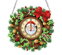 AIRDEA DIY Santa Claus Hanging Diamond Painting Kits, Special Shaped Clock Diamond Art Kits Adults, Gem Art Sun Catchers for Window Garden Home Wall Decor 20x20 CM