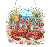 AIRDEA DIY Two Red Crabs Diamond Art Ornament Kit for Adults, Double-Sided Ocean Diamond Painting Hanging Kit, DIY Acrylic Special Shaped Drills Hanging Suncatcher