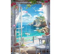 AIRDEA Full Drill Sea View Diamond Art Kits Adults, 5D DIY Landscape Diamond Painting Kit, Gem Arts and Crafts for Adults for Home Wall Decor 30x40 cm