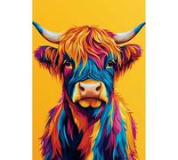 AIRDEA Highland Cow Diamond Art Kits Adults, 5D DIY Colorful Diamond Painting Kit, Full Drill Gem Arts and Crafts for Adults for Home Wall Decor 30x40 cm