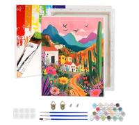 AIRDEA Mountains Landscape Paint by Numbers for Adults, Cacti Painting by Numbers for Adults, DIY Acrylic Pigment Drawing Paintwork Arts and Crafts Painting Kit for Home Wall Decor 12x16 inch (Framed)