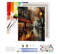 AIRDEA Paris Street Paint by Numbers for Adults, Landscape Painting by Numbers for Adults, DIY Acrylic Pigment Drawing Paintwork Arts and Crafts Painting Kit for Home Wall Decor 12x16 inch (Framed)