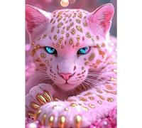 AIRDEA Pink Leopard Diamond Art Kits Adults, 5D DIY Leopard Diamond Painting Kit, Full Drill Gem Arts and Crafts for Adults for Home Wall Decor 30x40 cm