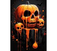 AIRDEA Pumpkin Diamond Art Kits Adults, 5D DIY Skeleton Diamond Painting Kit, Full Drill Gem Arts and Crafts for Adults for Home Wall Decor 30x40 cm