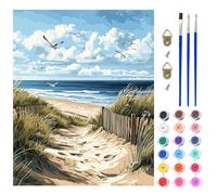 AIRDEA Sandy Beach Paint by Numbers for Adults, Coastal Painting by Numbers for Adults, DIY Acrylic Pigment Drawing Paintwork Arts and Crafts Painting Kit for Home Wall Decor 40x50 inch (No Frame)